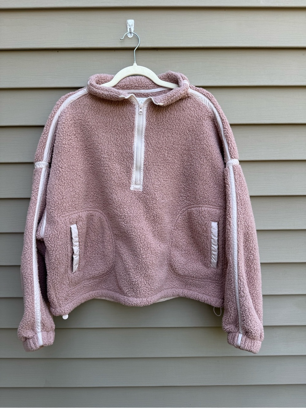 Thread & Supply Blush Pink Sherpa Quarter Zip Pullover Jacket L